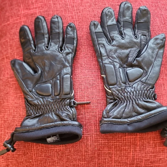 Harley-Davidson Black Leather Gloves with White Detailing - Picture 6 of 7